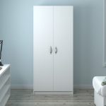 Armadio 247x58x90 due ante bianco frassinato