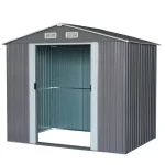 Casette Rimessa Ripostiglio Garage Auto per Giardino Lamiera Zincata Grigio chiaro cm 174 X 236 X 201 H