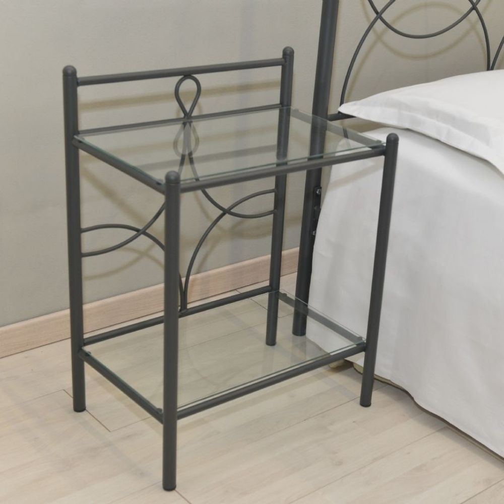 comodino-silene-in-ferro-battuto-antracite-.jpg Comodino Silene in ferro battuto antracite - immagine 1