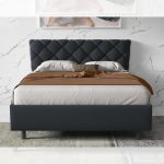 Letto imbottito Bosa con contenitore da 160 colore antracite