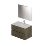 Mobile bagno con lavabo e specchio da 80 argilla