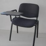 Poltrona - Sedia d' Attesa con Ribaltina in Tessuto Colore Nero