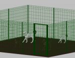 Recinto-Box Modulare Per Cani In Ferro Zincato E Verniciato Verde-Con Pali A Interrare - cm 600x600x192h