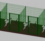 Recinto-Box Modulare Per Cani In Ferro Zincato E Verniciato Verde-Con Pali A Interrare - cm 200x200x192h(Per 4 Box)