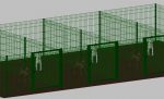 Recinto-Box Modulare Per Cani In Ferro Zincato E Verniciato Verde-Con Pali A Interrare - cm 200x400x142h(Per 4 Box)