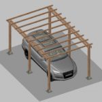 Carport Tettoia Per Auto In Legno Di Pino Impregnato - Mt 5 X 3 - Con Supporti A Tassellare