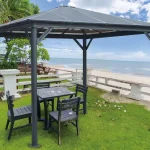 Pergola Gazebo da Giardino in Alluminio con Tetto in Policarbonato 300 X 300 cm