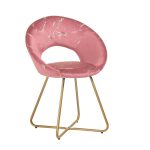 Poltroncina Etere in velluto rosa con gambe in metallo dorato