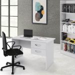 Scrivania Tiffany due cassetti 119x64x75h cm bianco frassinato