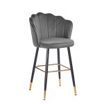 Sgabello Estro in velluto grigio con terminali dorati