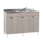 Sottolavello 120 cm con 3 ante olmo lavello incluso