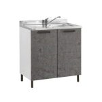 Sottolavello 80x50 cm con due ante cemento SENZA LAVELLO