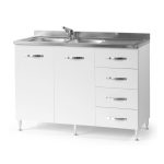 Sottolavello con cassettiera 120 bianco frassinato destro con lavello