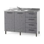 Sottolavello con cassettiera 120 cemento destro con lavello