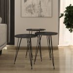 Tris tavolini da caff? Nisa 38 antracite con gambe metallo nero - immagine 2