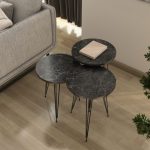 Tris tavolini da caff? Nisa 38 antracite con gambe metallo nero