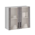 Vetrina pensile 80 cm due ante cemento