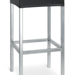 Sgabello Puffo in Metallo con Seduta Imbottita in Ecopelle Colore Avorio