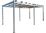 Carport Tettoia Per Auto In Metallo - Legno Di Pino Impregnato - Mt 5,70 X 3 - Con Base A Tassellare
