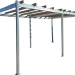 Carport Tettoia Per Auto In Metallo - Legno Di Pino Impregnato - Mt 5,70 X 3 - Con Base A Tassellare