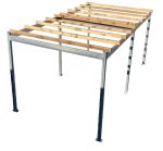 Carport Tettoia Per Auto In Metallo - Legno Di Pino Impregnato - Mt 5,70 X 3 - Con Base A Tassellare - immagine 3