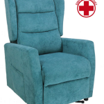 Poltrona Alzapersona a 2 Motori Luna in Cotone Cinigliato Colore Bordeaux