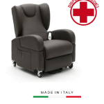 Poltrona Alzapersona a 2 Motori Genny in Ecopelle Colore Bordeaux