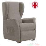 Poltrona Alzapersona a 2 Motori Camilla in Cotone Cinigliato Colore Beige