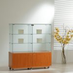 Vetrina Top Cristallo con Mobile 117x40xh130 cm OF1214M Made in Italy Colore Wengè