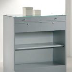 BANCO VENDITA CON 2 CASSETTI + 1 CASSETTO ESPOSITIVO L88xP46xH90 cm CRISTALLI TEMPERATI made in Italy