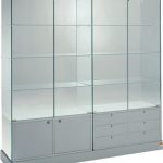 Vetrina Alta L142xP46xH180 cm Cristalli Temperati con Mobile 2 Ante e Mobile 6 Cassetti - Made in Italy