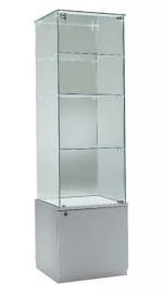 Vetrina Alta L53xP46xH180 cm Cristalli Temperati con Mobile a Anta Battente Made in Italy
