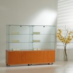 Vetrina Top Cristallo con Mobile 157x40xh130 cm OF1614M Made in Italy Colore Wengè
