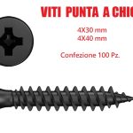 Viti Punta A Chiodo Per Lastre In Cemento - Accessori Per Cartongesso - 4 X 30 mm - Conf. 100 Pz