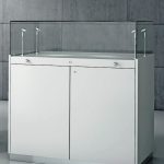 Mobile Legno con Teca In Cristallo Temperati con Faretti LED 100 x 50 x 106 cm Q/100L