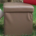 Pouff Pouf Contenitore in Pelle Sintetica Colore MARRONE 40X38X38 Trapuntato - ITALFROM®