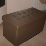 Pouff Pouf Contenitore in Pelle Sintetica Colore MARRONE 80X40X41 Trapuntato - ITALFROM®