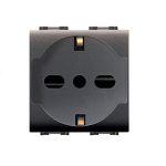 6 Pz- PRESA BIPASSO/SCHUKO NERO