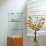 Vetrina Top Cristallo con Mobile 40x40xh130 cm OF414M Made in Italy Colore Grigio