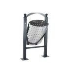 Cestino Con Contenitore Elittico in Lamiera Forata d’Acciaio Con Posacenere Incorporato Nel Coperchio