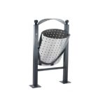 Cestino Con Contenitore Elittico in Lamiera Forata d’Acciaio Con Posacenere Incorporato Nel Coperchio