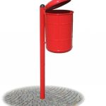 CESTINO PORTARIFIUTI ZINCATO CON TETTUCCIO COLORE ROSSO