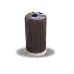 Cestone Per La Raccolta Differenziata Con Tre Scomparti, Doghe In Tubolare d'Acciaio Zincato e Verniciato Con Base In Cls.