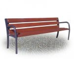 Panchina in Acciaio e Legno con Braccioli 188 x 65 x H 86 cm