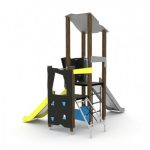 Gioco Con Doppia Torre E Scivoli A Diverse Altezze Con Arrampicata - immagine 2