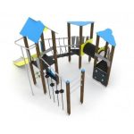 Castello Tre Torri Con Scivolo Pista In Acciaio Inox E Arrampicate