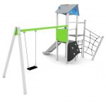 Torre Completa Di Scivolo Con Pista In Acciaio Inox E Altalena - immagine 2