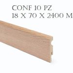 CONF. 10 PZ BATTISCOPA PASSACAVO SAGOMATO MDF FINITURA ROVERE SCURO 18 X 70 X 2400 MM