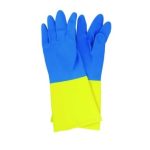 12 pz - GUANTI LATTICE NEOPRENE BICOLORE GIALLO/BLU TG 8