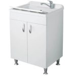 Mobile Lavanderia A Due Ante Con Vaschetta Colore Bianco